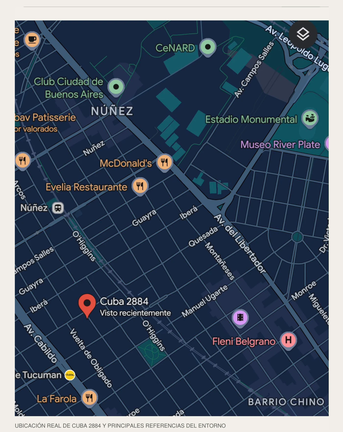 Mapa esquemático de Cuba 2884 y su entorno